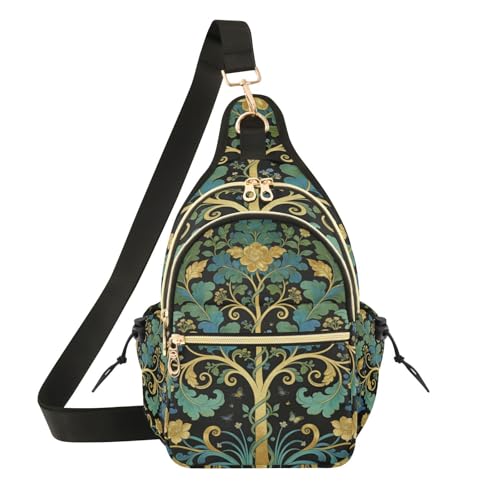 Sac banane femme William Morris imprimé Green Life Tree avec bandoulière réglable pour voyage
