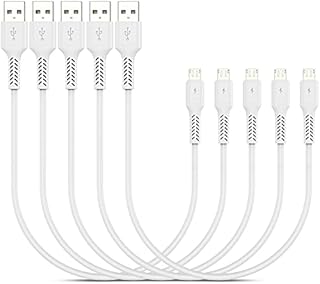 Short Micro USB Cable, PEAKLIFT 30cm 5Pack Fast Charging Cable 0.3m Micro USB Charger Lead Android Cable Compatible with Samsung Galaxy S7 S6 S5, Nexus, LG, PS4, HTC, Motorola, Kindle and More (White)