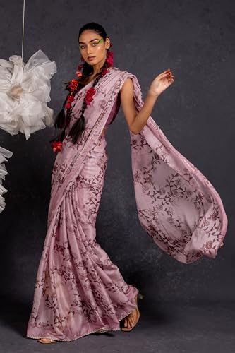 Image of MIRCHI FASHION Women Saree Chiffon Floral Printed | Breathable Festive Occasion Sari for Social Visits with Matching Blouse Piece