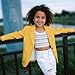 Qnxretky Girls Yellow Blazer Size 8T Girls Blazer Chic Suits Cute Blazers Fashion Jackets Formal Coats Presentation Clothes Open Front Blazers with Pockets School Event for Girl