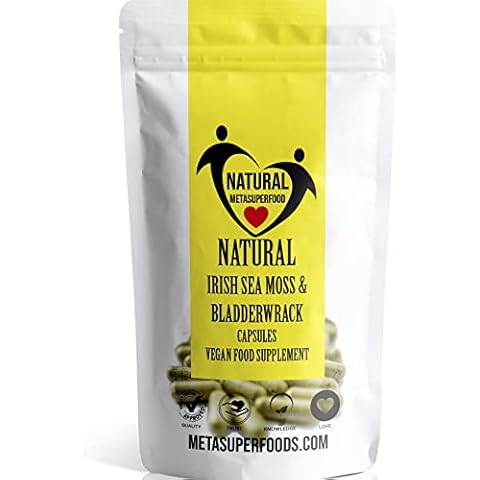 Sea Moss and Bladderwrack 60 Capsules (3600mg) High Potency | UK Made | Vegan | Wild Harvested | Non GMO | No Fillers No Bulking Agents Cover