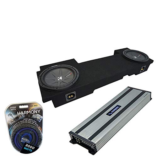 Harmony Audio Compatible with 2002-2013 Cadillac Escalade EXT Underseat Kicker Bundle CompR CWR10 Dual 10 Sub Box Enclosure & HA-A1500.1 Amp