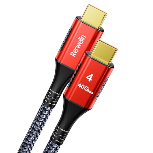 Rerwelin 6.6 FT for Thunderbolt 4 Cable 240W, 40Gbps USB 4 Cable with PD 3.1, 8K@60Hz, 4K@144Hz USB C Cable for iPhone 17, Mac mini M4, Docking, eGPU, SSD, Surface Pro, MacBook Pro