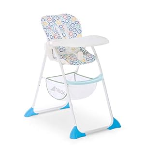 hauck Hochstuhl Sit N Fold für Kinder ab 6 Monate bis 15 kg, Klappbarer Reisehochstuhl mit Tisch, Einhändig Verstellbare Rückenlehne, Ultra Leicht, Großer Korb (Circles Multi)