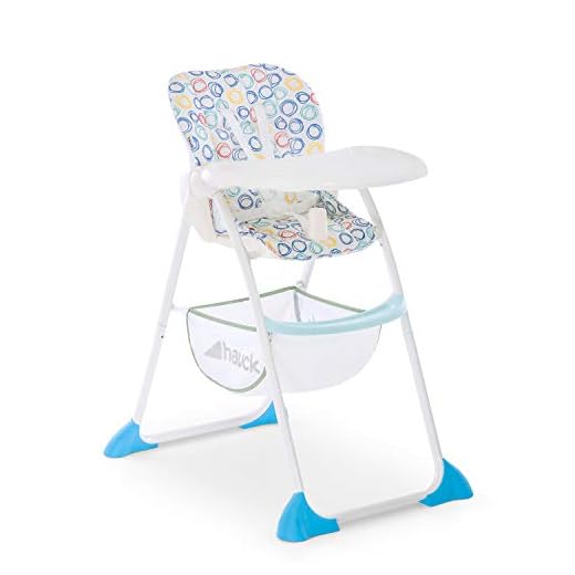 hauck Hochstuhl Sit N Fold für Kinder ab 6 Monate bis 15 kg, Klappbarer Reisehochstuhl mit Tisch, Einhändig Verstellbare Rückenlehne, Ultra Leicht, Großer Korb (Circles Multi)