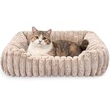 Arquiel Ultra Soft Dog Bed for Small Medium Dogs and Cats, Machine Washable Rectangular Pet Bed with Non-Slip Bottom, Breathable Puppy Sleeping Mat for Indoor, Fits 24-inch Pet Crate, Camel