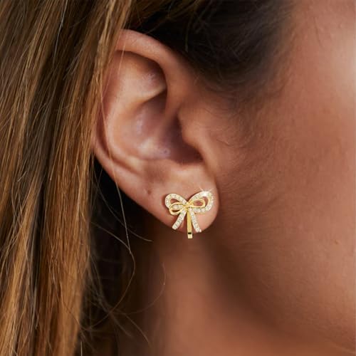 Aretes Clip con Moño Rojo para Mujer miniatura 2