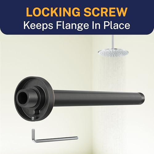 HammerHead Showers Solid Metal 12 Inch Ceiling Mount Shower Arm and Flange with Set Screw, Extra Long Straight Shower Arm for Rain Shower Head, Ceiling-Mounted Rain Shower Arm, Oil Rubbed Bronze by HammerHead Showers - Used condition - Image 4