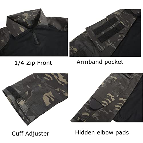 INNWEK Men's G3 Multicam Tactical Shirt Military Camo Outdoor Airsoft Combat Hunting Shirt with Pockets, Multicam-black, Large - Image 4