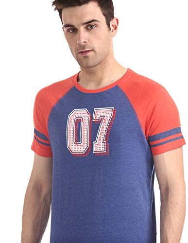 Image of Colt Men's Printed Regular fit T-Shirt (280078565 Blue-Mel XS HS x-Small)
