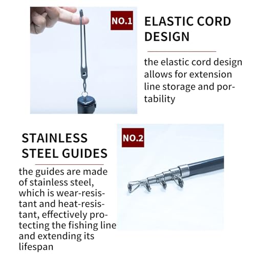 Combo de pesca con mango telescópico plegable ergonómico para máxima comodidad 7