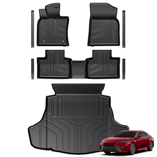 GALVAGNITE Floor Mats for Toyota Camry 2025-2026, All Weather Floor Mats Trunk Cargo Liner and Door Sill Guards Accessories, Full Coverage Set
