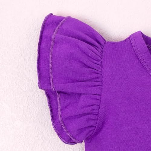 Image of LYSMuch Toddler Girls Short Sleeve Ruffle Basic Blouse | Size 2T-14Y Girls Summer Tops,Solid Kids Casual Clothes