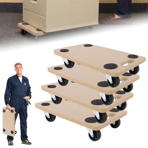 ACXIN 4 x möbelrullar, transportskoter, 580 x 290 x 108 mm, transporthjälp med rullbrädor, transport för flyttning, möbelhund, inklusive gummikuddar, upp till 200 kg lastkapacitet