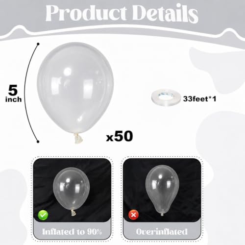 Image of Togvu Clear Balloons, 50Pack 5 Inch Small Mini Transparent Latex Balloons