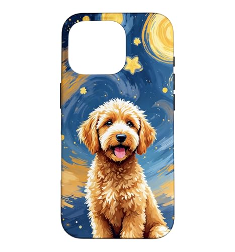 Starry Night Cute Golden Goldendoodle Case for iPhone 16 Pro