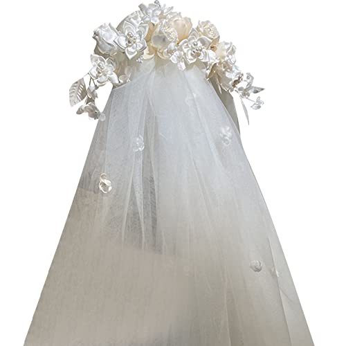 Voile de mariée simple et court à 2 niveaux Morain pour une coiffure de mariée stable