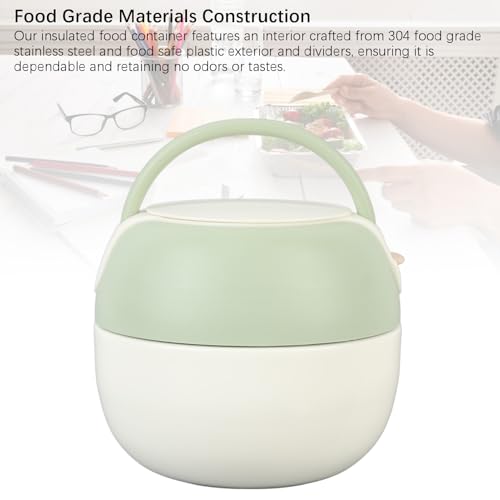 Termo para comida de acero inoxidable portátil AUNMAS hermético de doble pared con cuchara verde 6