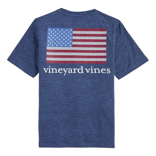 vineyard vines Boys' American Flag Whales Short-Sleeve Harbor Performance Tee