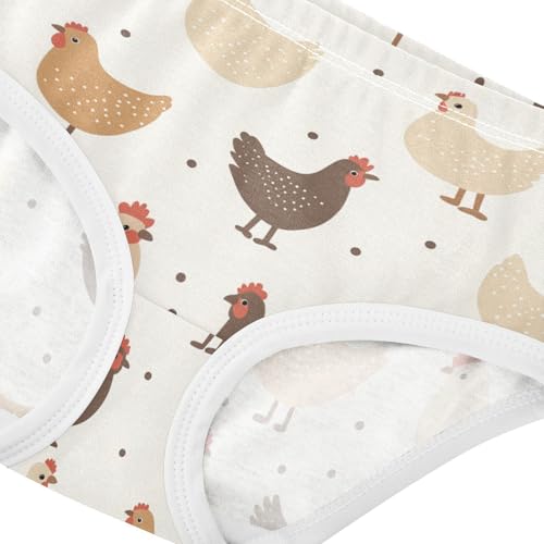 Wusikd Chickens Beige Girls' Underwear Cotton Brown Girls Briefs Soft Toddler Underwear 2T4
