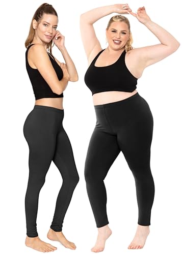 stretch is comfort women39s plus size knee amp full length cotton leggings  x-large - 7x