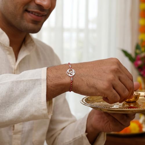 Image of GIVA 925 Silver Shree Om Rakhi| Raksha Bandhan Rakhi for Mens | Gift for mens | With Certificate of Authenticity and 925 Stamp