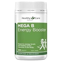 Healthy Care Mega B Energy Booster Tablets - Enhanced Energy & Mood - Premium Dietary Vitamin B Supplement - All-Natural Ingredients - 200 Tablets