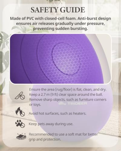 Image of Trideer Yoga Ball for Exercise, Pilates, Core & Balance Training, Stability Ball for Pregnancy & Birthing Prep, Physical Therapy, Daily Stretching, Office Chair for Active Sitting, Quick Pump Included