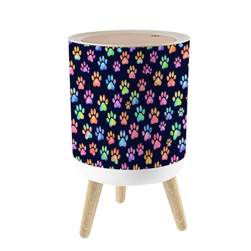 Papelera pequeña redonda con tapa y diseño colorido 7L