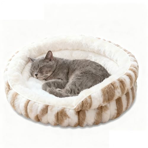 Trovie Cat Beds For Indoor Cats, Kitten Bed Donut Washable, Calming Fluffy With Non-Slip Base Pet Bed,Cat Bed Warm For Winter