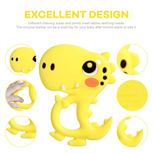 Bbbiteme Baby Teething Toys Silicone Dinosaur Baby Teethers For Babies 0-6, 6-12 Months, Bpa-Free Teether Gifts Baby Shower Toy For Toddlers And Infants(Yellow) #TOP4