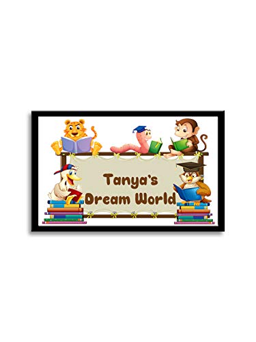 Image of 999Store Printed Cartoon Kids for Children Room Name Plate (MDF & Fiber Frame 12 X7.5 Inches Multi)