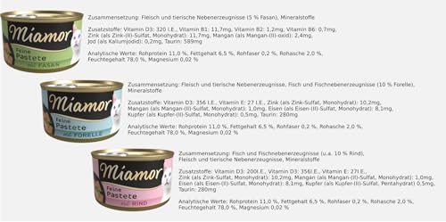 Miamor Feine Pastete für Katzen | als 12x oder 24x 85g Nassfutter-Mix erhältlich | mit garantiert 8 Verschiedene Sorten für die tägliche Abwechslung | ohne Soja - ohne Farbstoffe (85g, 24er Mix)