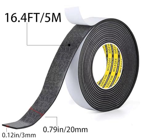 Image of Single-Sided Adhesive Foam Tape EVA Black,0.8in x 16.4FT | Multipurpose Sponge Sealing Strip Window Door Insulation Table Edge Protector Wall Bumper Guards