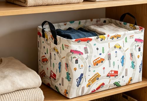 Image of Essme Rectangular Basket,Car Storage Basket with Handles for Room Decor,Racing Storage Bin(Car)