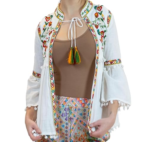 Artistic Engineer Floral Peplum Tops for Women - White Indian