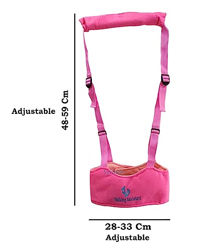 Image of Baby Walking Harness - Handheld Kids Walker Helper - Toddler Infant Walker Harness Assistant Belt - Child Learning Walk Support Assist Trainer Tool - for 7-24 Month Old (Pink)