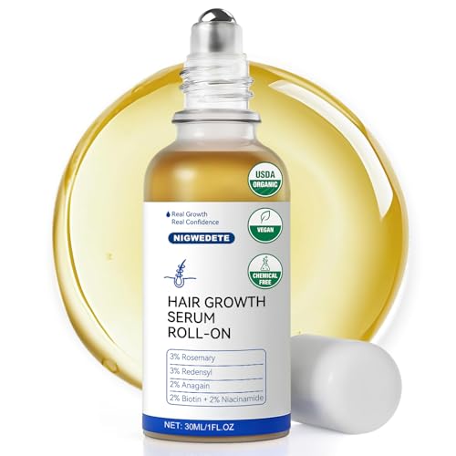 Nigwedete Hair Growth Serum Roll On丨with 3% Rosemary 3% Redensyl 2% Anagain 1% DHQ Biotin & Niacinamide | Stimulates Hair Follicles丨Hair Loss Treatment & Strengthens丨for Men & Women丨30ml