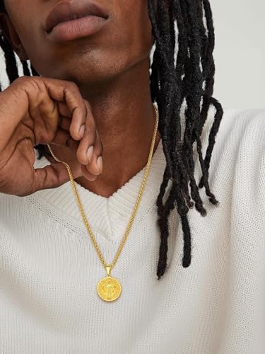 Image of U7 Saint Michael Necklace for Men,Stainless Steel /18K Gold Plated St Michael Archangel /Saint Benedict /Saint Christopher Pendant Amulet Necklace for Men Women