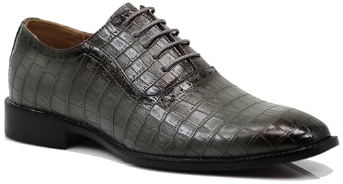 Image of Gator3N Men's Alligator Crocodile Print Oxfords Fashion Lace Up Dress Shoes