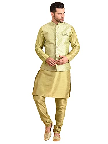 Image of Uri and MacKenzie Men's Silk Blend Kurta Pajama with Designer Ethnic Nehru Jacket /Modi Jacket