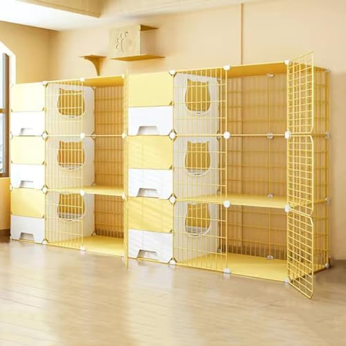 Cat Kennels for Indoor Cats with Litter Box, Large Cat Cage, Layered Design, Easy to Clean, Refinement Grid, Convenient and Hygienic, Dimensions