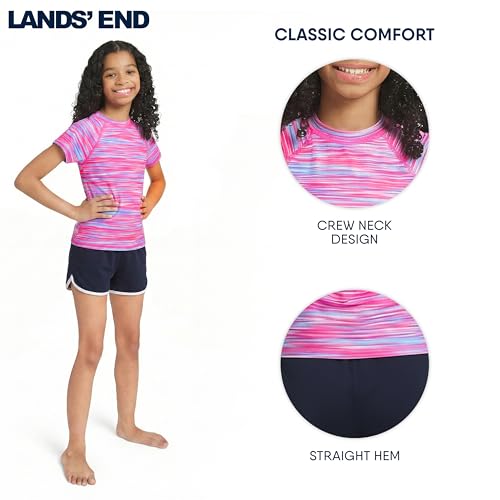 Image of Lands' End Girls' Swim UPF 50+ Short Sleeve Sun Tee Rash Guard Shirt