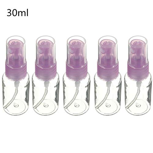 Preisvergleich Produktbild 5 Stück Kunststoff Sprühflasche Transparent Wieder Auffüllbar Leeren Parfüm Zerstäuber Aftershave Duft Feinen Nebel Leere Flasche von SamGreatWorld, Violett 30ml