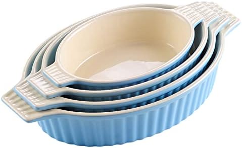 MALACASA, 4 szt., Porcelanowe naczynia do pieczenia, tace do pieczenia, Ramekin