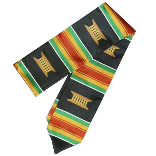 Black Red Yellow Green Scarf African American Graduation Stole Scarf3