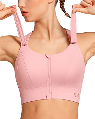 VFUS Zip Front Adjustable High Impact Sports Bras for Women