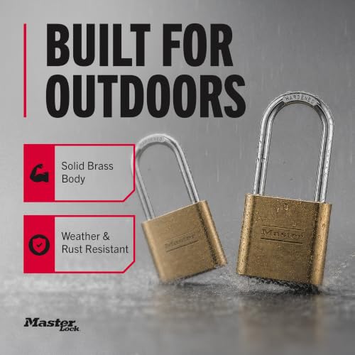 Master Lock Brass Combination Lock, Gate Lock for Outdoor Fence or Shed, Customizable Combination Padlock with Extended 2-1/4-Inch-Long Shackle, 2 Pack, 175LHEC2 by Master Lock - Image 3