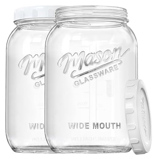 Dwbligt 2 Pack Wide Mouth Mason Jars with Airtight Lid and Silicone Ring - 1 Gallon Large Glass Containers for Food Storage like Flour Sugar, Sun Tea, Kombucha, Refrigerator Safe Fermentation Jar