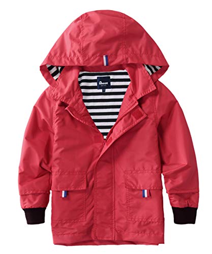 Hiheart Boys Waterproof Hooded Jackets Cotton Lined Rain Jackets Red 4T